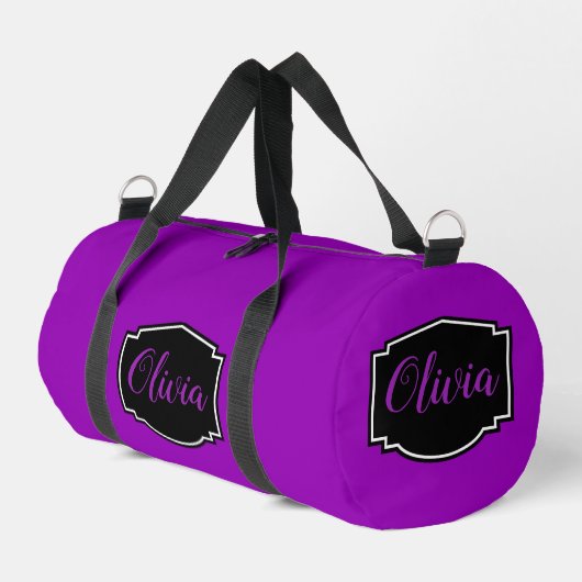 Lebhaft, kühl Fuchsia Lila Personalisiert Duffle Bag (Linke Seite)