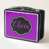 Lebhaft, kühl Fuchsia Lila Personalisiert Metall Brotdose (Vorderseite)