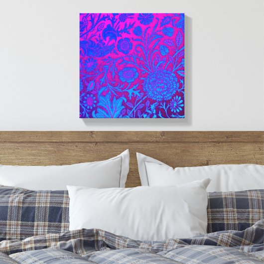 Lebhaft, ombre, art nouveau,William Morris,lila, Leinwanddruck (Insitu (Schlafzimmer))