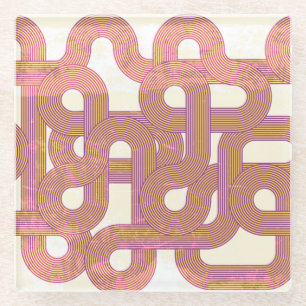 Lebhaft Vintag: Abstrakte, farbenfrohe Linien Glasuntersetzer