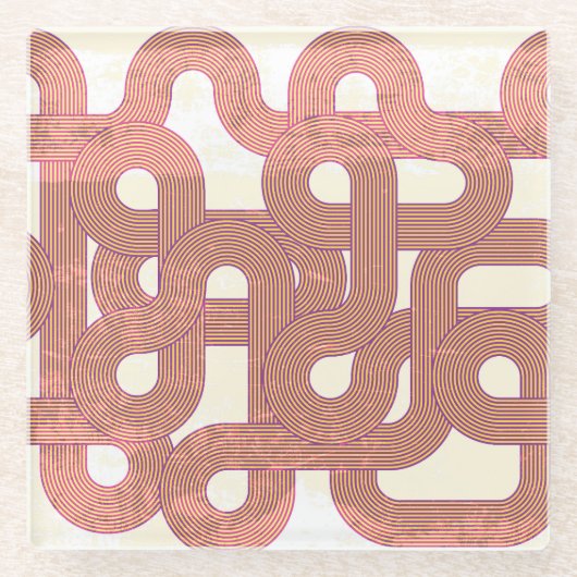 Lebhaft Vintag: Abstrakte, farbenfrohe Linien Glasuntersetzer (Vorderseite)