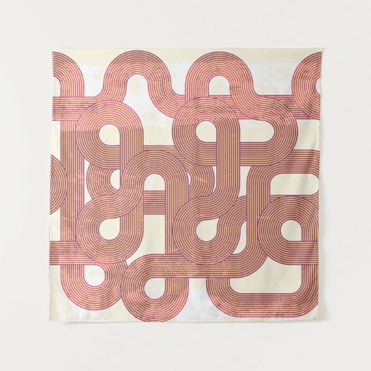 Lebhaft Vintag: Abstrakte, farbenfrohe Linien Wandteppich (Vorderseite)