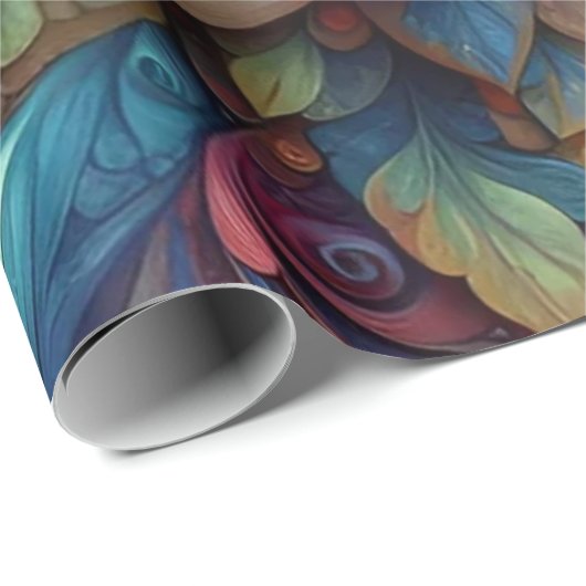 Lebhafte 3D-Abstrakte Flora-Öl-Textur Geschenkpapier (Rolleneckpunkt)