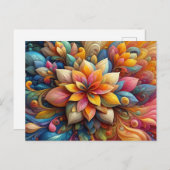 Lebhafte 3D-Abstrakte Flora-Öl-Textur Postkarte (Vorne/Hinten)