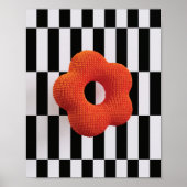 Lebhafte 3D-Blume in Orange und Schwarz/Weiß - Dru Poster (Vorne)