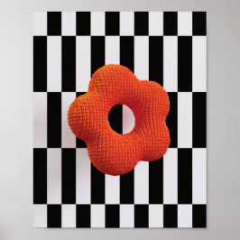 Lebhafte 3D-Blume in Orange und Schwarz/Weiß - Dru Poster
