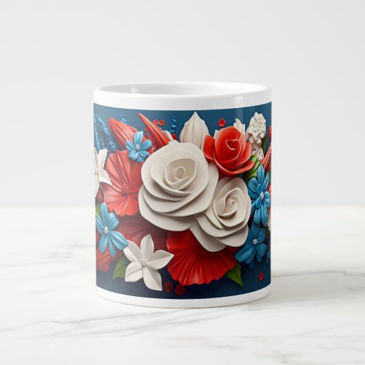 Lebhafte 3D-Blume Jumbo-Tasse (Vorderseite)