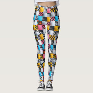 Lebhafte 3D-Checkerboard - spielerischer Retro-Pop Leggings