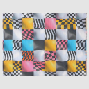 Lebhafte 3D-Checkerboard - spielerischer Retro-Pop Seidenpapier