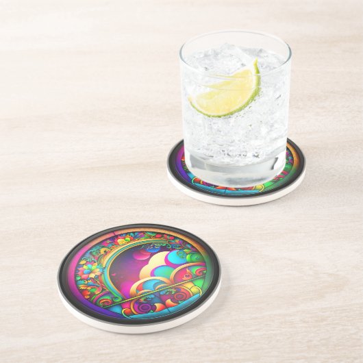 Lebhafte 3D-Multi-Color-Wirbel Getränkeuntersetzer (Seite)