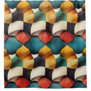 Lebhafte 3D-Petalwave Geometrie in fett Farbe Duschvorhang