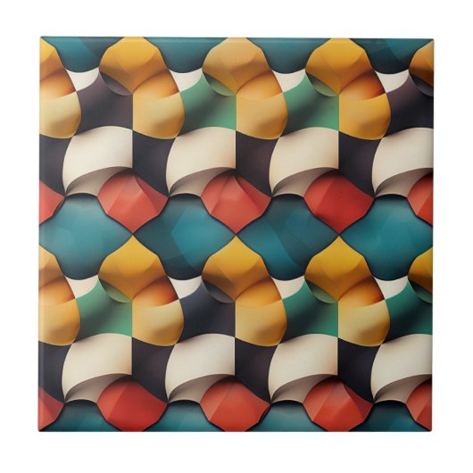 Lebhafte 3D-Petalwave Geometrie in fett Farbe Fliese (Vorderseite)