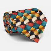 Lebhafte 3D-Petalwave Geometrie in fett Farbe Krawatte (Gerollt)