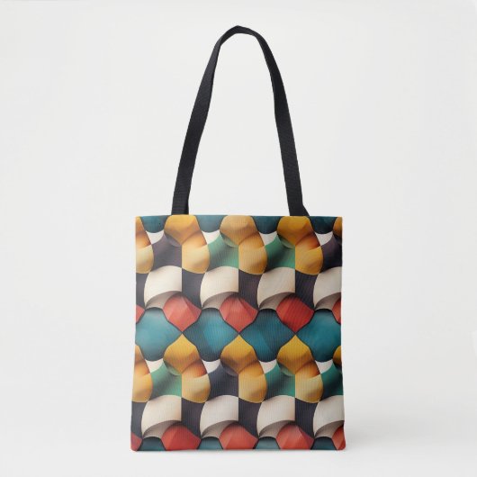 Lebhafte 3D-Petalwave Geometrie in fett Farbe Tasche (Vorderseite)