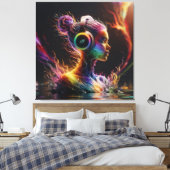 Lebhafte 3D-Wassermalerei mit schwirbelnden Muster Leinwanddruck (Insitu (Schlafzimmer))