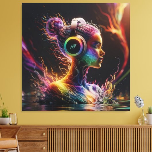 Lebhafte 3D-Wassermalerei mit schwirbelnden Muster Leinwanddruck (Insitu (Wohnzimmer))