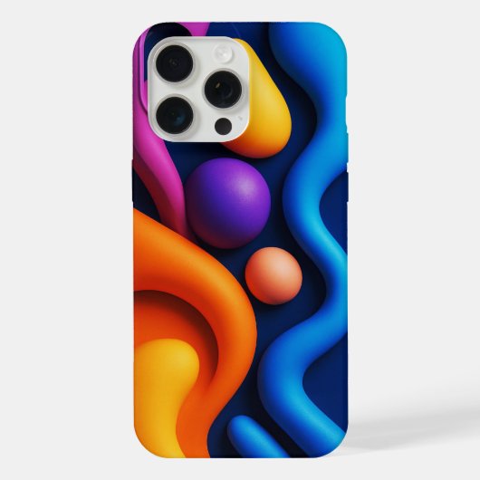 Lebhafte Abstrakte 3D-Formen iPhone Hülle (Rückseite)