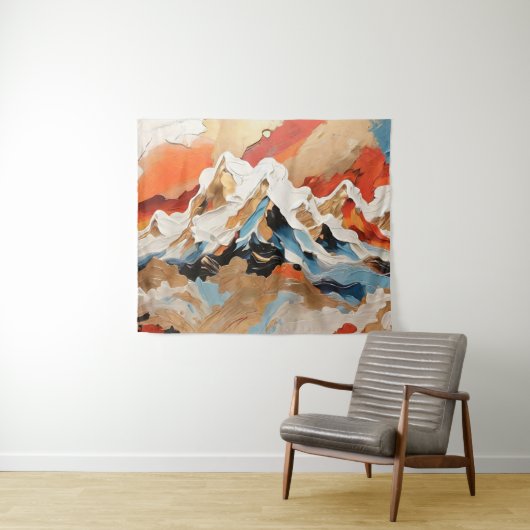 Lebhafte Abstrakte Alpenlandschaft Wandteppich (Beispiel (Horizontal))