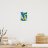 Lebhafte Abstrakte Blu- und Gelbwellen Poster (Küche)