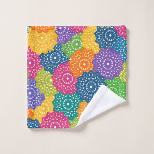 Lebhafte Abstrakte Blume Badhandtuch Set (Waschlappen)