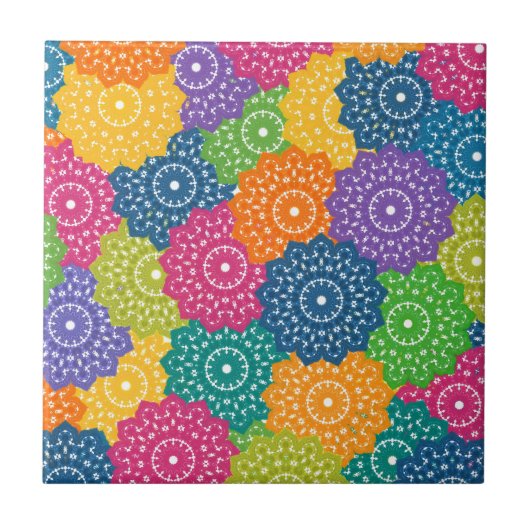 Lebhafte Abstrakte Blume Fliese (Vorderseite)