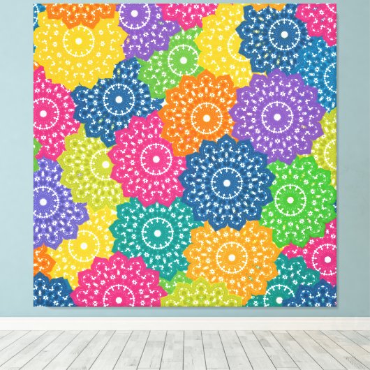 Lebhafte Abstrakte Blume Leinwanddruck (Insitu (Holzboden))