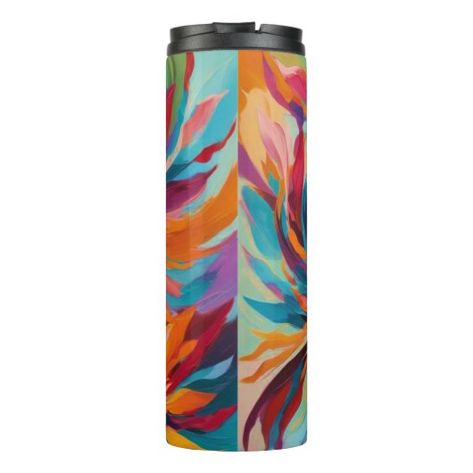 Lebhafte Abstrakte Blume Thermosbecher (Rückseite)