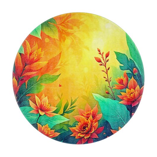 Lebhafte Abstrakte Blumenbeauty Schneidebrett (Vorderseite)