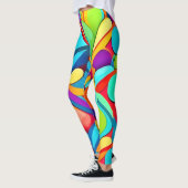 Lebhafte Abstrakte Blumenexplosion Leggings (Links)