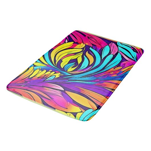 Lebhafte Abstrakte Blüte Badematte (Schrägansicht)