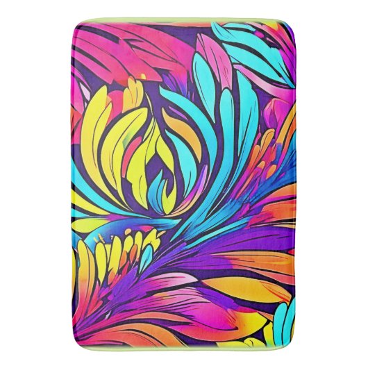 Lebhafte Abstrakte Blüte Badematte (Vorderseite Vertikal)