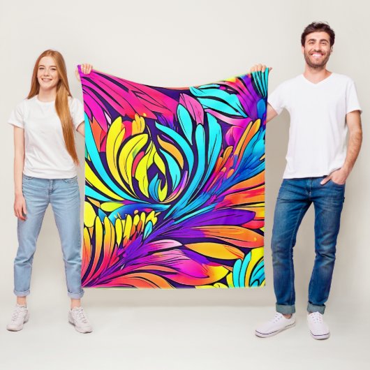 Lebhafte Abstrakte Blüte Fleecedecke (Beispiel)