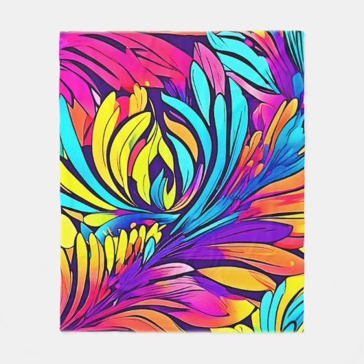 Lebhafte Abstrakte Blüte Fleecedecke (Vorderseite)