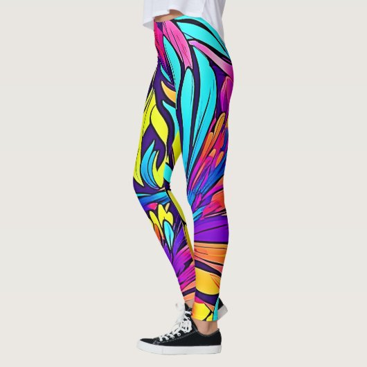 Lebhafte Abstrakte Blüte Leggings (Links)