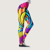 Lebhafte Abstrakte Blüte Leggings (Rechts)