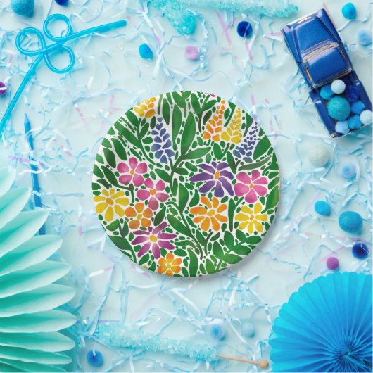 Lebhafte Abstrakte Blüte Pappteller (Party)