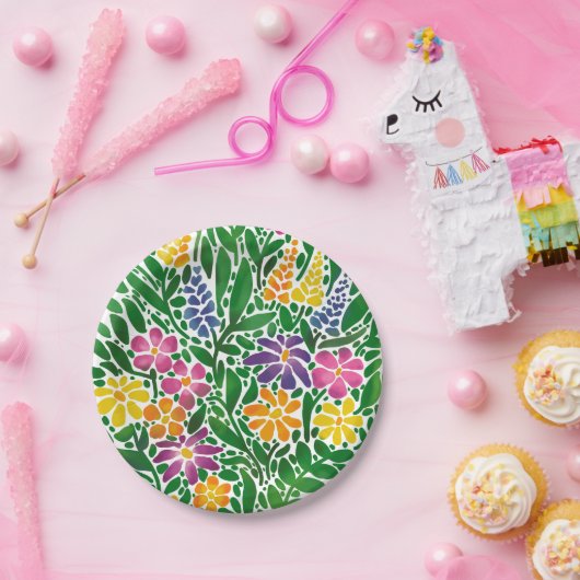 Lebhafte Abstrakte Blüte Pappteller (Party)