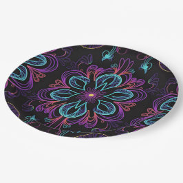 Lebhafte Abstrakte Blüte Pappteller