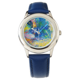 Lebhafte Abstrakte Cat Art Print Armbanduhr