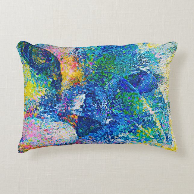 Lebhafte Abstrakte Cat Art Print Dekokissen (Vorderseite)