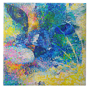 Lebhafte Abstrakte Cat Art Print Fliese