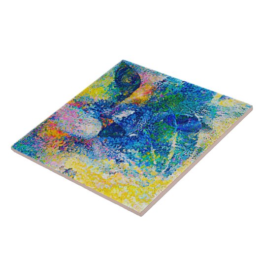 Lebhafte Abstrakte Cat Art Print Fliese (Seite)