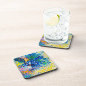 Lebhafte Abstrakte Cat Art Print Getränkeuntersetzer (Rechte Seite)