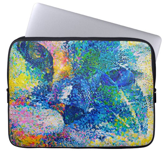 Lebhafte Abstrakte Cat Art Print Laptopschutzhülle (Vorderseite)