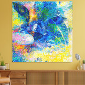 Lebhafte Abstrakte Cat Art Print Leinwanddruck (Insitu (Wohnzimmer))