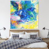 Lebhafte Abstrakte Cat Art Print Leinwanddruck (Insitu (Schlafzimmer))
