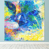 Lebhafte Abstrakte Cat Art Print Leinwanddruck (Insitu (Holzboden))