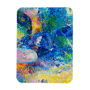 Lebhafte Abstrakte Cat Art Print Magnet
