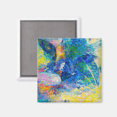 Lebhafte Abstrakte Cat Art Print Magnet (Vorderseite/Rückseite)
