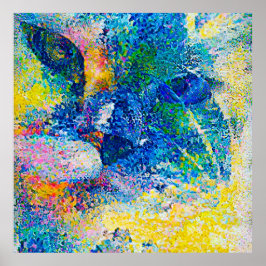 Lebhafte Abstrakte Cat Art Print Poster